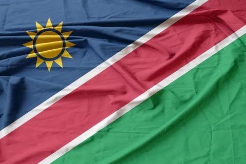 Namibia  Flag fabric blowing in the light wind Stock Photos
