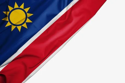 Namibia flag of fabric with copyspace for your text on white background. Stock Illustration