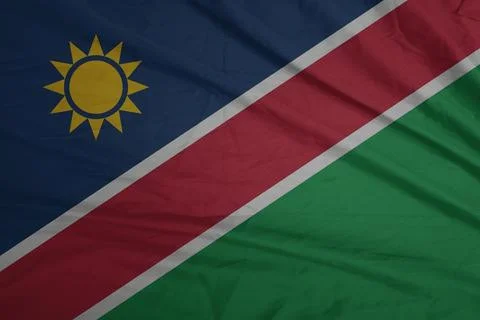Namibia  Flag fabric moving in the steady breeze Stock Photos