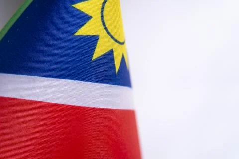 Namibia Flag Fabric Texture Close Up Background Stock Photos