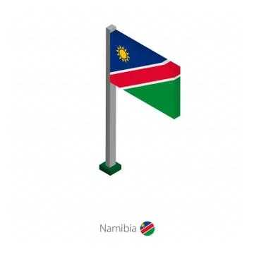 Namibia Flag on Flagpole in Isometric dimension. Stock Illustration