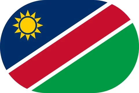 Namibia flag in flat oval design Illustrazione stock