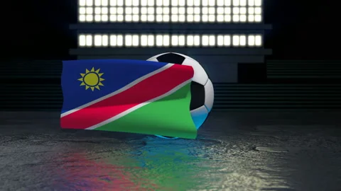 Namibia flag flies around a soccer ball Stock Footage 109241681