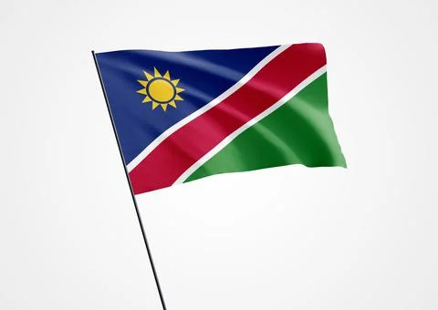 Namibia flag flying high in the white isolated background Illustrazione stock