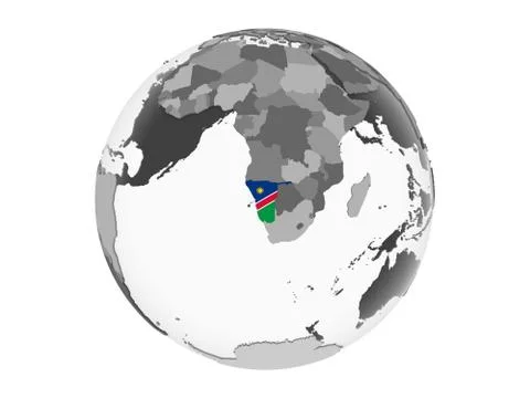 Namibia with flag on globe isolated Stock Illustration