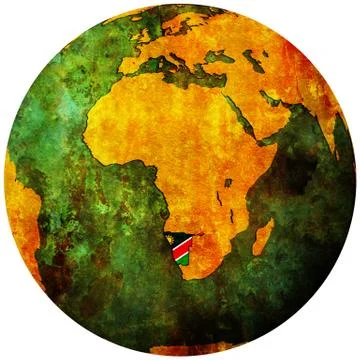 Namibia flag on globe map Stock Illustration
