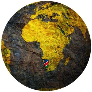 Namibia flag on globe map Stock Illustration