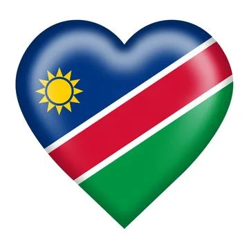 Namibia flag heart button with clipping path Stock Illustration