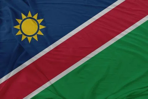 Namibia Flag Heavy Wind Rippling Through the Fabric Stock Photos