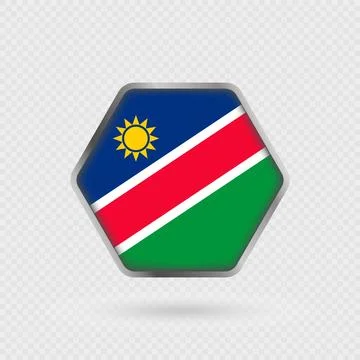 Namibia flag in a hexagon frame. Stock Illustration