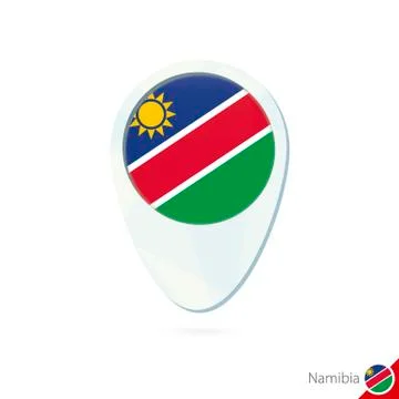 Namibia flag location map pin icon on white background. Stock Illustration
