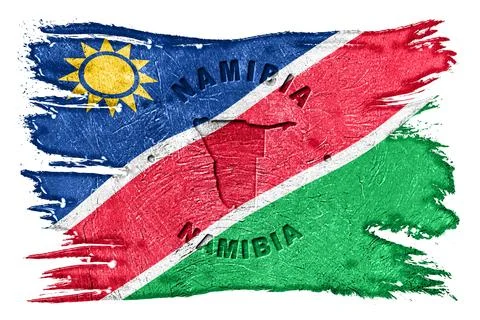 Namibia Flag with Map Brush Stroke Stock Photos