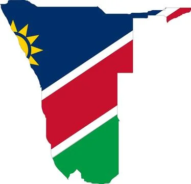Namibia Flag in Map, Namibia Map with Flag, Country Map, Namibia Map with F.. Illustrazione stock