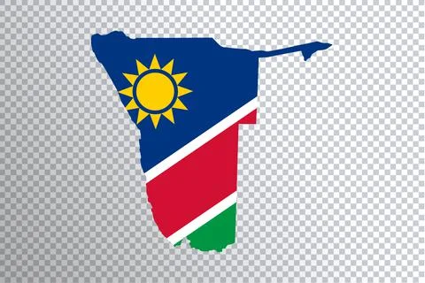 Namibia flag on map, transparent background Stock Illustration
