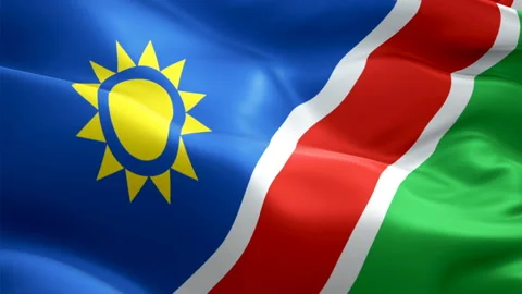 Namibia flag Motion Loop video waving in wind. Realistic Namibian Flag Stock Footage 128097248