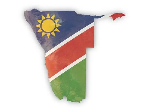 Namibia with flag overlay cut out on white Stock Illustration