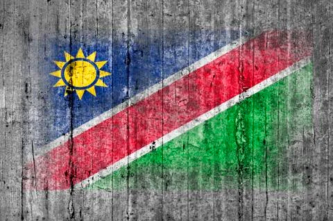 Namibia flag painted on background texture gray concrete Stock Photos