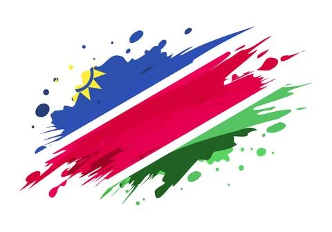 Namibia flag painted with Grunge brush stroke, watercolor flag Stock Illustration