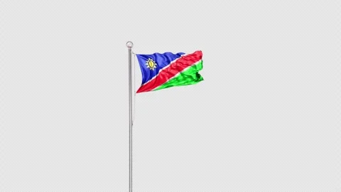 Namibia   Flag Pole  Animation Include Alpha 3D Rendering 스톡 동영상 312080551