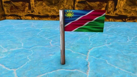 Namibia Flag Post - Orbiting Shot Video stock 271076126