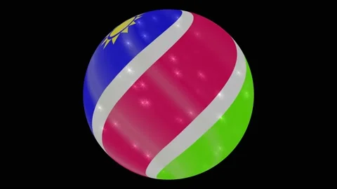 Namibia flag in a round ball rotates. Flicker and shine. Animation loop Stock Footage 145857460