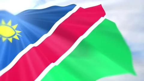 Namibia Flag Seamless Loop 4k 60fps on Sky Background Stock Footage 340618781
