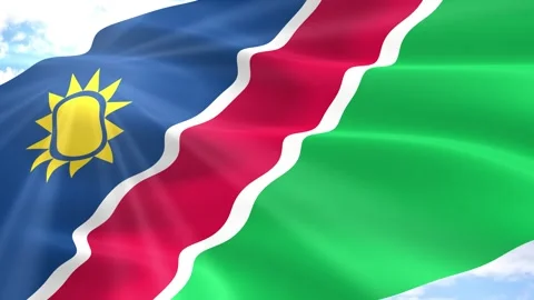 Namibia Flag Seamless Loop 4k 60fps on Sky Background Stockbeeldmateriaal 341566516