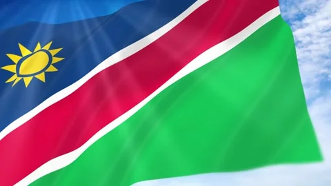 Namibia Flag Seamless Loop 4k 60fps on Sky Background Stockbeeldmateriaal 341675593