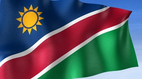 Namibia Flag - Set of 3 Angles with Masks [3WaveSeries] Stock Footage 105309301