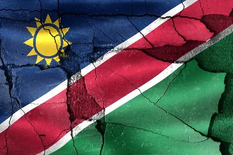 Namibia flag showing 's challenges and political crisis Stock Photos