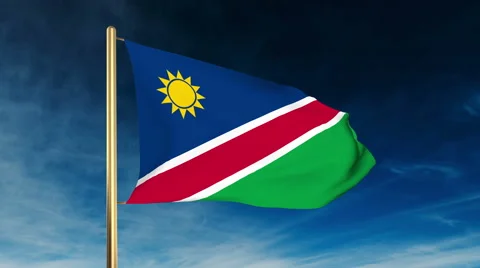 Namibia flag slider style. Waving in the wind with cloud background animation 스톡 동영상 48910065