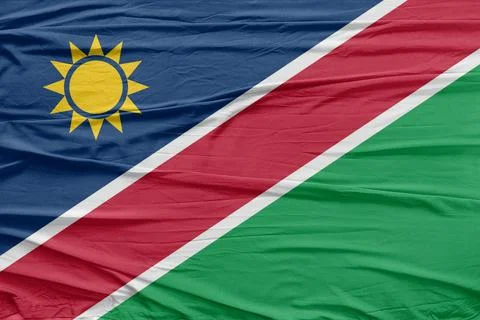 Namibia Flag Soft Breeze Air Fabric Wave Closeup Stock Photos