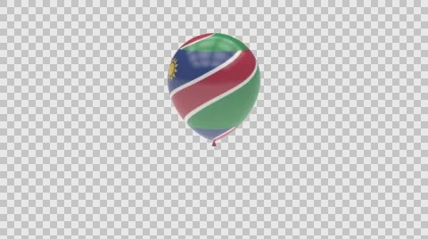 Namibia flag textured balloon rotating Alpha Video stock 61526640