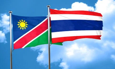 Namibia flag with Thailand flag, 3D rendering Illustrazione stock