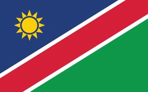 Namibia flag vector graphic. Rectangle Namibian flag illustration. Namibia co Stock Illustration