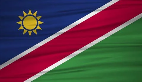 Namibia flag vector. Vector flag of Namibia blowig in the wind. EPS 10. Stock Illustration
