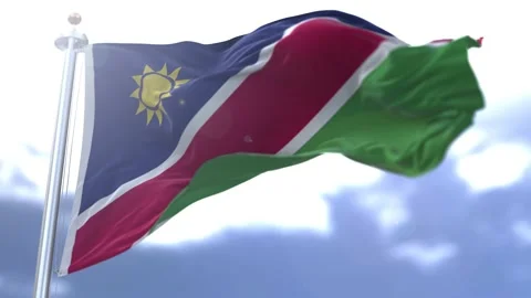 Namibia flag waving against the sky Stock Footage 170459985