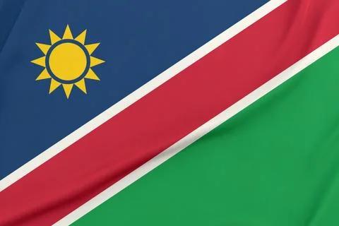 Namibia Flag Waving in the Air Close Up Stock Photos