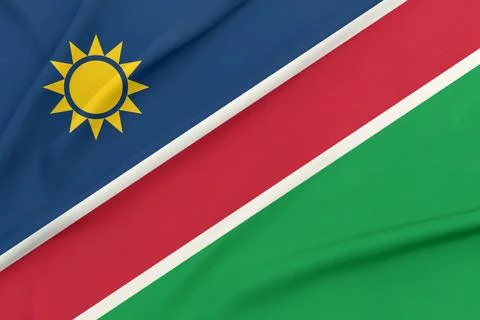Namibia Flag Waving in the Air Close Up Stock Photos
