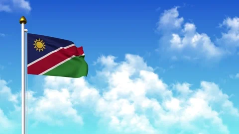 NAMIBIA Flag Waving with Alpha Channel and Sky Background in 4K Video stock 306913913