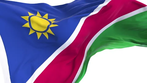 Namibia flag waving and swirling, looping Close-up camera angle. Video stock 328351404