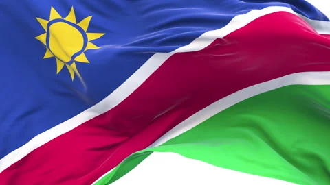 Namibia flag waving and swirling, looping Close-up camera angle. Stock Footage 328351450