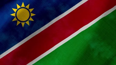 Namibia flag waving background with real fabric texture Stockbeeldmateriaal 291917326