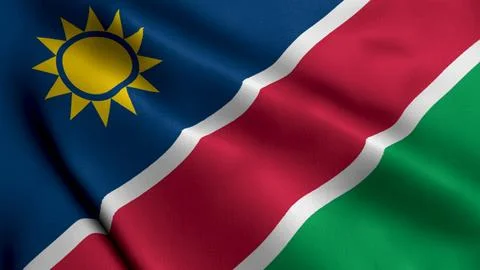 Namibia Flag. Waving  Fabric Satin Texture Flag of Namibia 3D illustration. R Illustrazione stock