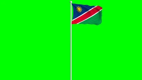 Namibia Flag Waving Fluttering on Wind Loopable Green Blue Screen Matte Stock Footage 77575823