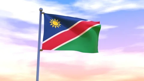 Namibia Flag waving in the high wind Video stock 154711852