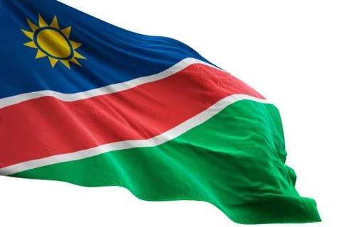 Namibia flag waving isolated white background 3D illustration Illustrazione stock