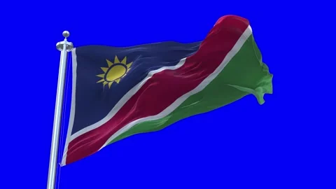Namibia Flag Waving in Loopable and Textured green screen background Stock Footage 296876341