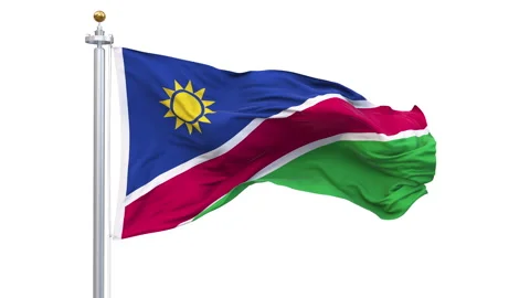 Namibia flag waving looping with transparent background. Stockbeeldmateriaal 328351197