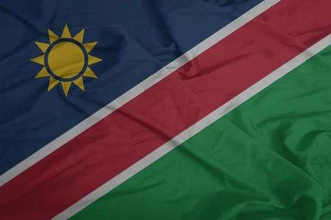 Namibia Flag waving in the quiet wind Stock Photos